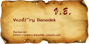 Vozáry Benedek névjegykártya